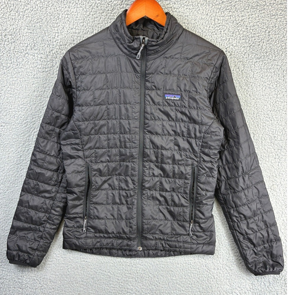 Patagonia Nano Puff Quilted Full Zip Jacket Mens S Black Primaloft Lightweight